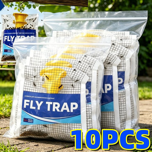 Wasserdichte hängende Fliegenfalle in Gelb für den Außenbereich und Garten zur effektiven Bekämpfung von Fliegen und Obstfliegen - Bild 1