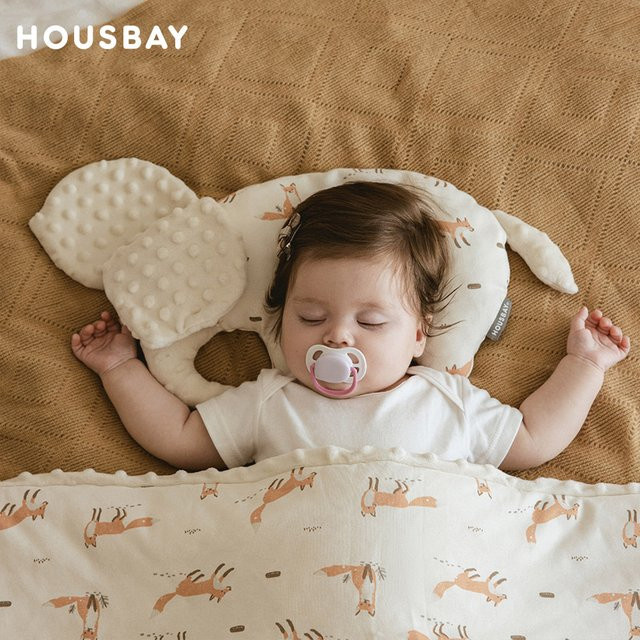HOUSBAY Babykissen Elefanten-Komfortkissen mit Doudou-Touch für 0–36 Monate, Fuchs, bedruckt - Bild 1