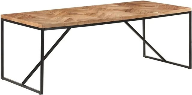 vidaXL Esstisch aus massivem Akazien- und Mangoholz in Braun mit Chevron- und Mosaik-Design, B/T/H: 200 x 90 x 76 cm - Bild 1