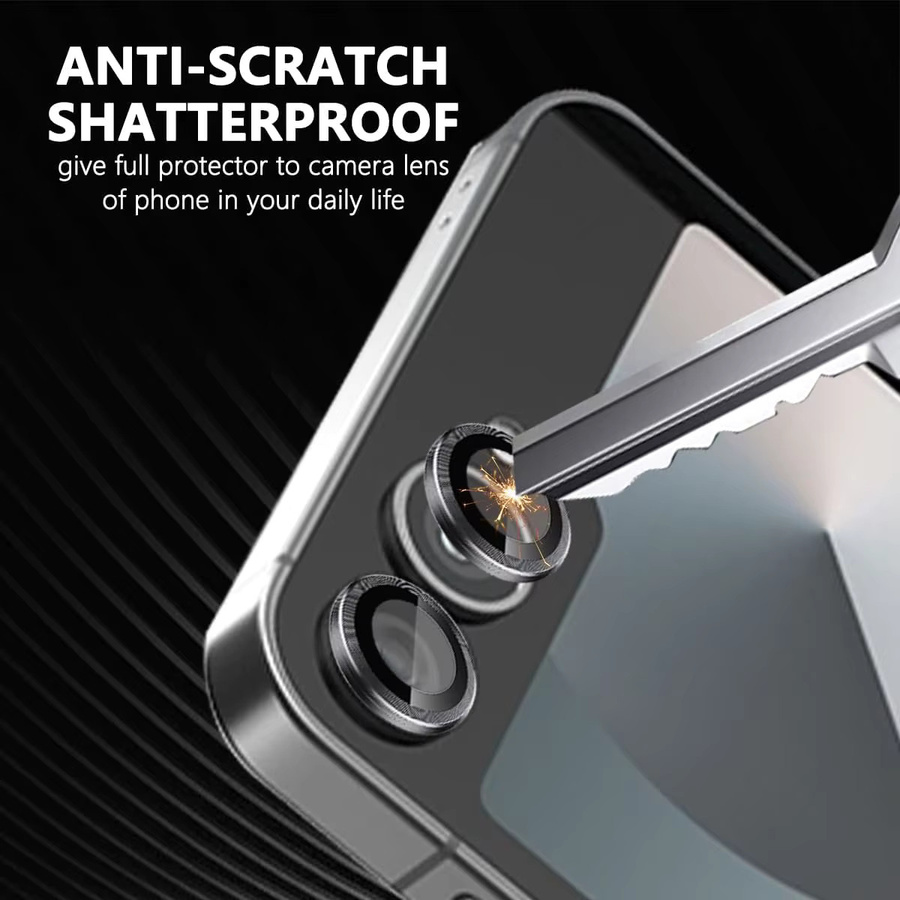 2er-Set Kamera-Schutzringe aus Metall und gehärtetem Glas für Samsung Galaxy Z Flip 4, Z Flip 5 und Z Flip 6 in Silber - Bild 3
