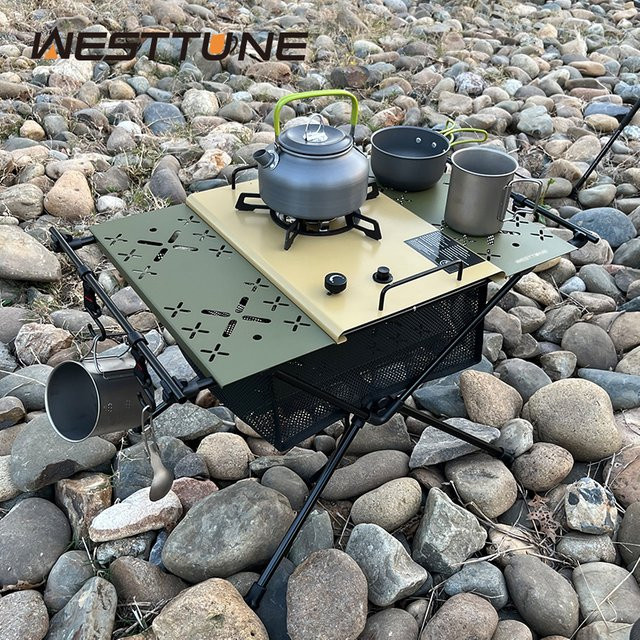 WESTTUNE Camping IGT Tisch aus Aluminiumlegierung, tragbarer Klapptisch für Outdoor, Grill und Picknick, Schwarz Matt - Bild 1
