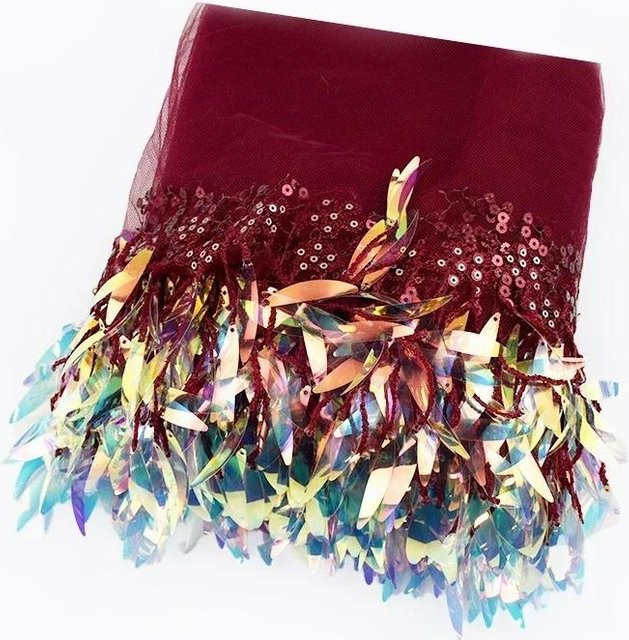 Netz mit Quasten, Fransen und Pailletten als Spitzenbesatz für DIY Nähzubehör in Multicolour - Bild 1