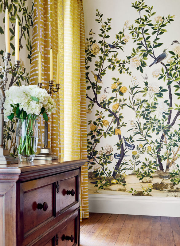 Thibaut Mural Jardin Bloom Klebe-Tapete Floral in Weiß und Grün - Bild 3