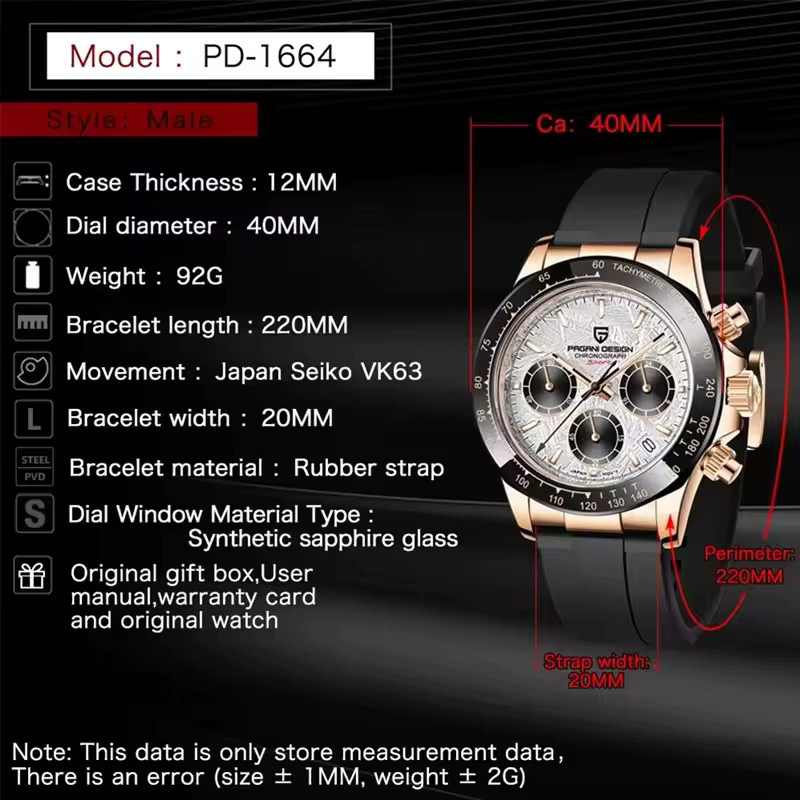 PAGANI DESIGN Chronograph, Quarz, Edelstahl, Saphirglas, Herren - Bild 5
