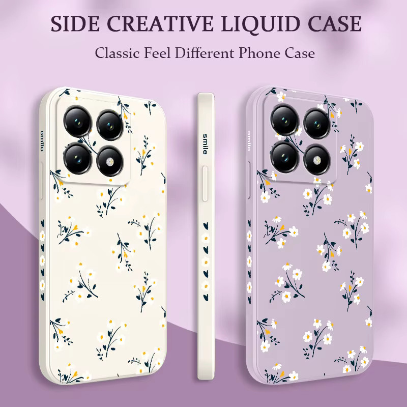 Xiaomi Handyhülle mit Blumenmuster aus Silikon in Weiß und Multicolour für verschiedene Modelle wie Xiaomi 17T 15T 14T 13T 12T 11T Pro und Redmi 15 15C 15A 14C 13 13C 12 12C 4G 5G - Bild 2