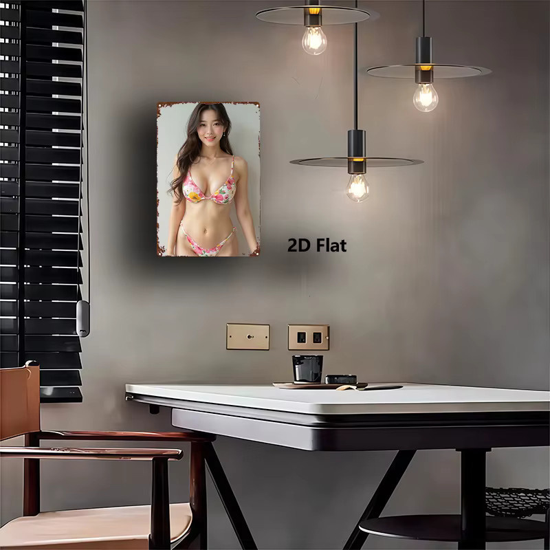 CIFBUY 2D-Flachmetallschild Bikini-Kunst mit Blumenmuster, Wanddekoration in Multicolour, Breite: 20,3 cm, Höhe: 30,5 cm - Bild 3