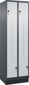 C+P Z-Spind Classic PLUS mit 4 Fächern, Sockel, Sicherheits-Drehriegel, Farbe: anthrazitgrau/lichtgrau/schwarzgrau, H x B x T: 195 x 60 x 50 cm - Bild 1
