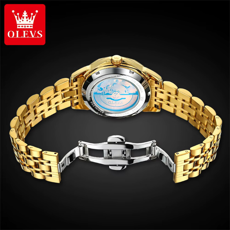 OLEVS Herrenuhr, Automatik, Edelstahl, Blau, Rund - Bild 2
