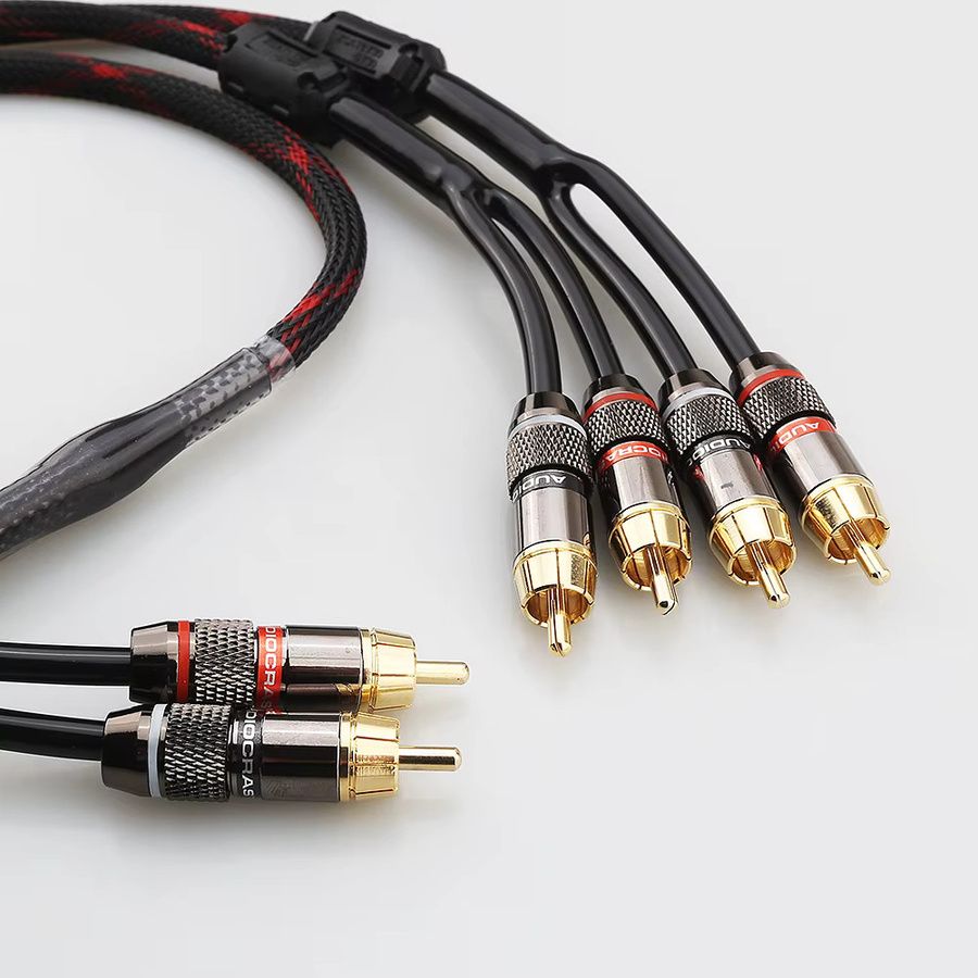 Audiocrast RCA Stereo Audio Splitter Y-Adapter Kabel Schwarz 2 auf 4 Stecker - Bild 2