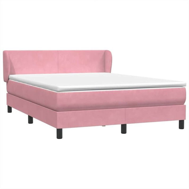 vidaxl Boxspringbett mit Matratze in Rosa und Weiß aus Samt, B/T/H: 160 x 220 x 78 cm - Bild 1