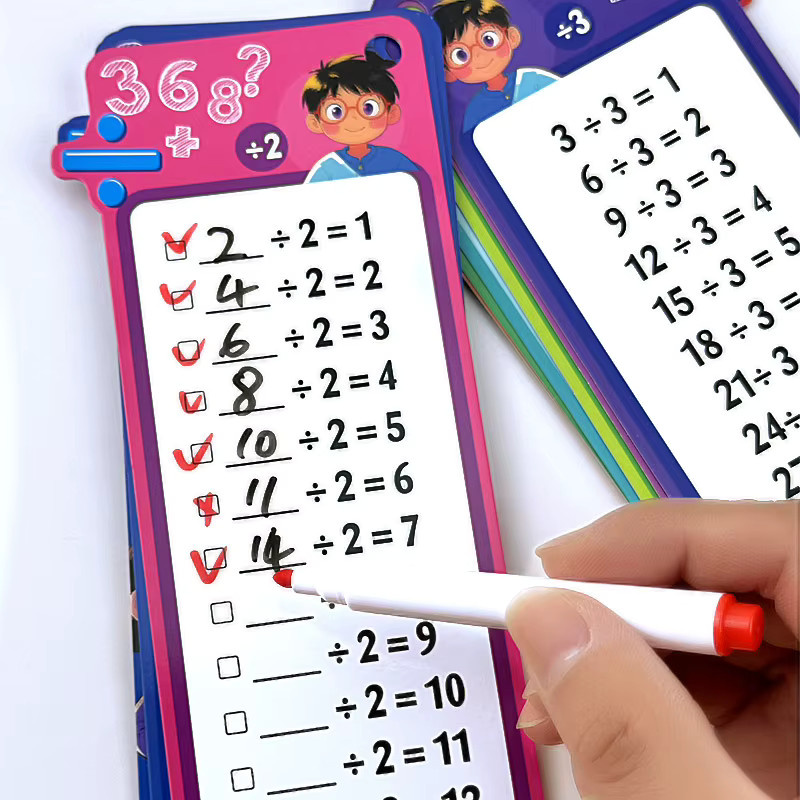 Wiederverwendbare Lernkarteikarten für Kinder zum Üben von Multiplikation, Addition und Subtraktion, Mehrfarbig - Bild 3