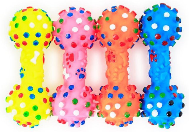 Luoxi Haustier Kauspielzeug, Interaktives Quietschspielzeug, Gummi Hantel, 11cm - Bild 1