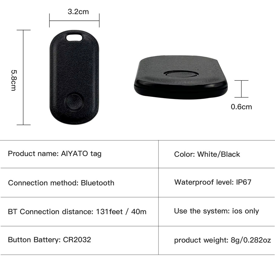 AiYaTo Mini-GPS-Tracker in Weiß mit Bluetooth und iOS Find My App Kompatibilität als Smart Anti-Verlust Schlüsselfinder - Bild 4