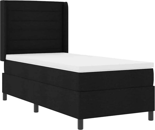 vidaXL LED Boxspringbett mit Matratze Schwarz Stoff B/T/H: 90 x 190 x 128 cm - Bild 1