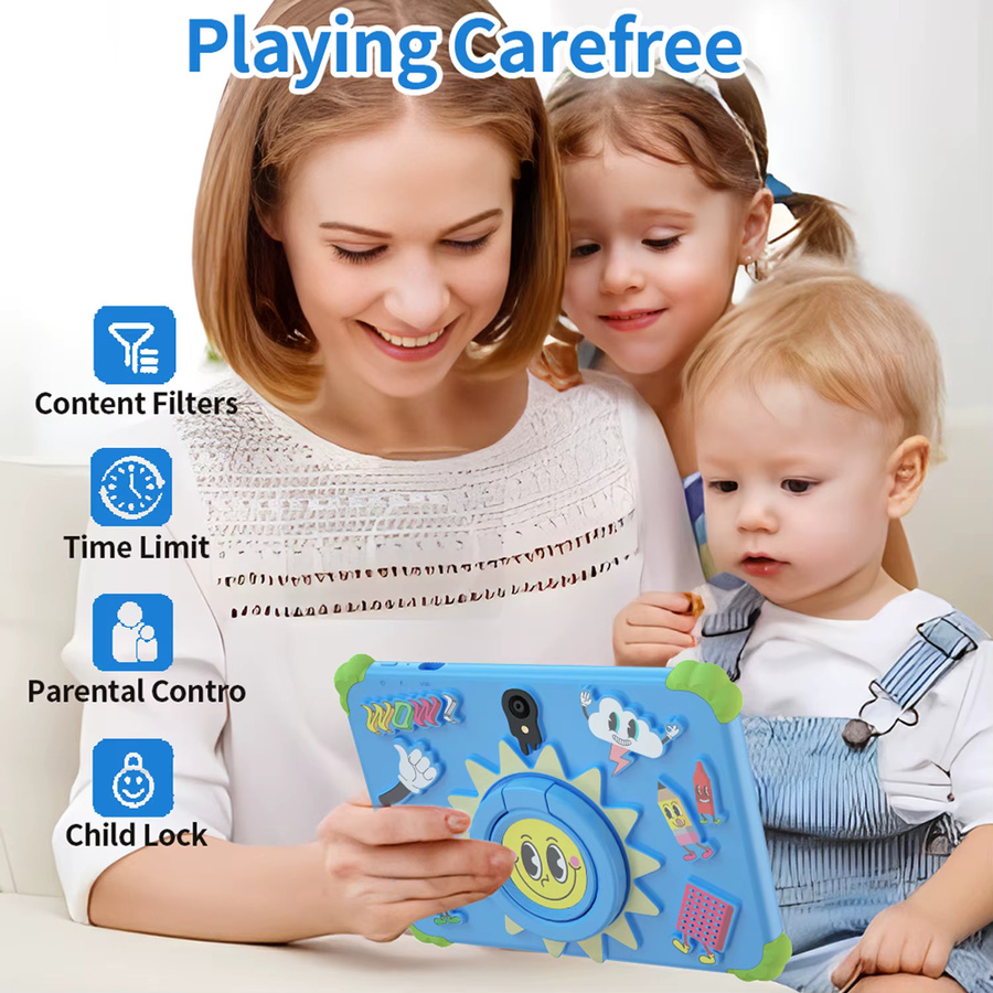 BDF Kinder Tablet mit Cartoon-Muster, 7 Zoll Display, Android 13, 4 GB RAM, 64 GB ROM, Blau - Bild 4