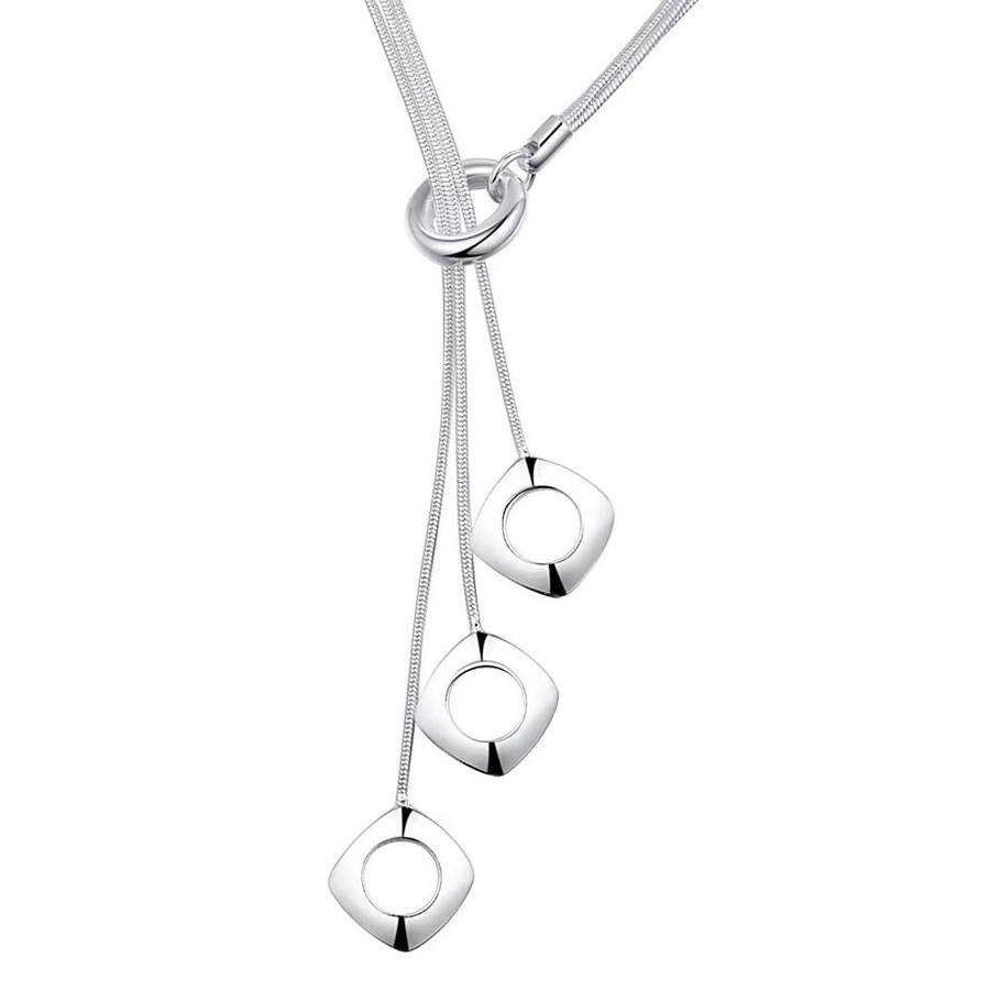 SAY Halskette mit quadratischem Block-Anhänger, 925 Silber, Unisex - Bild 2