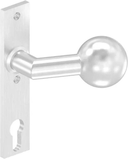 FeNau Türknopf aus Edelstahl V2A in Silber mit Langschild, gekröpft und feststehend, beidseitig, Durchmesser: 50 mm - Bild 1