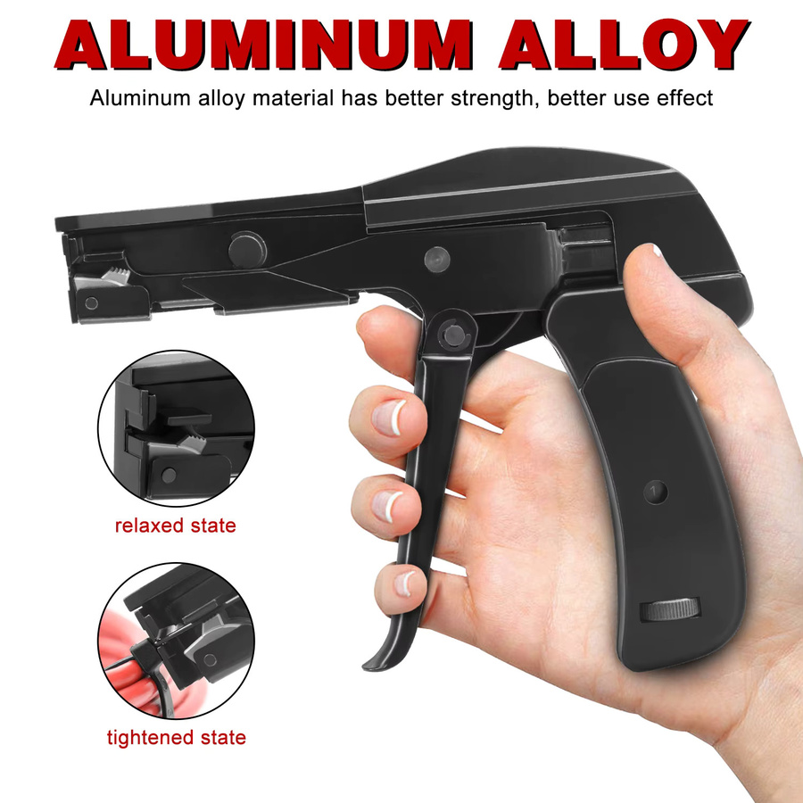 SJ-800A Kabelbinder-Zange aus Aluminiumlegierung in Schwarz für Nylonbänder mit einer Breite von 1,8 bis 6,5 mm - Bild 2