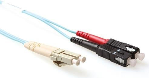 ACT LSZH Multimode OM4 Glasfaser-Duplex-Patchkabel mit LC- und SC-Steckern, Farbe: Blau/Mehrfarbig, Länge: 20 m - Bild 1