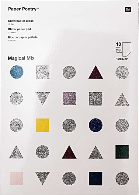 Rico Design Paper Poetry Glitterpapierblock Magical Mix Multicolor DIN A4, 10 Blatt - Bild 1