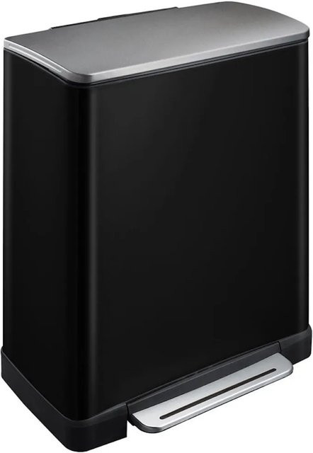 PROREGAL Treteimer Schwarz mit Edelstahldeckel und 2 Inneneimern, H x B x T: 65 x 50 x 34,5 cm - Bild 1