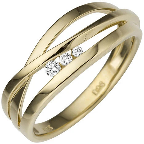 Colfem Ring 585 Gelbgold, 3 Diamanten, Damen - Bild 1