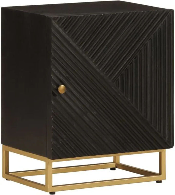 Nachttisch Vidaxl aus Massivholz Mango und Eisen in Schwarz im Industrial Design, B/T/H: 40 x 30 x 50 cm - Bild 1