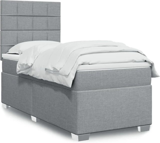 vidaXL Hybrid-Boxspringbett mit Matratze und Taschenfederkern in Hellgrau, B/T/H: 90 x 190 x 140,5 cm - Bild 1