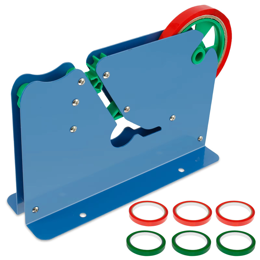 Metallband-Beutelversiegelungsgerät mit Trimmer und Bandspender in Blau für Plastiktüten und Lebensmittelverpackungen - Bild 6