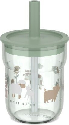 Mepal Mio Kinder-Trinkglas Little Dutch Little Farm mit Trinkhalm, 250 ml - Bild 1