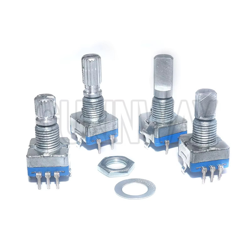 GUXINWAY Set aus 5 digitalen Potentiometern EC11 Codeschalter mit Schalter, Halb- und Pflaumenachsen, Farben: Lila und Silber, Achslänge: 15 mm oder 20 mm - Bild 1