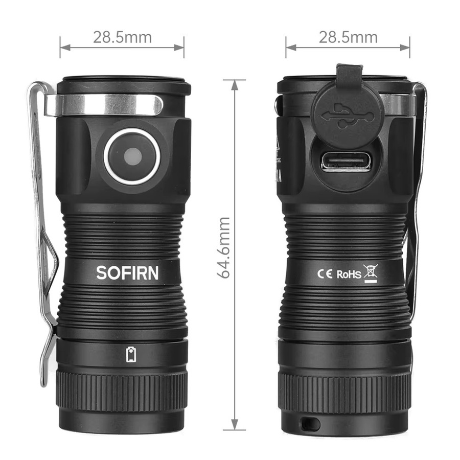 SOFIRN SC13A Mini EDC Taschenlampe Schwarz mit 519A LED und Anduril 2.0 für den Schlüsselanhänger - Bild 5