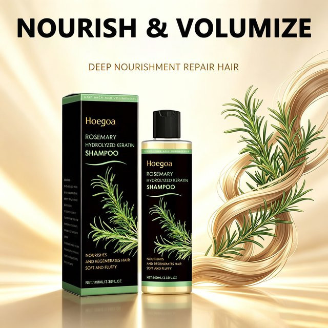 HOEGOA Shampoo Rosmarin, Hydrolysiertes Keratin, für strapaziertes Haar - Bild 1