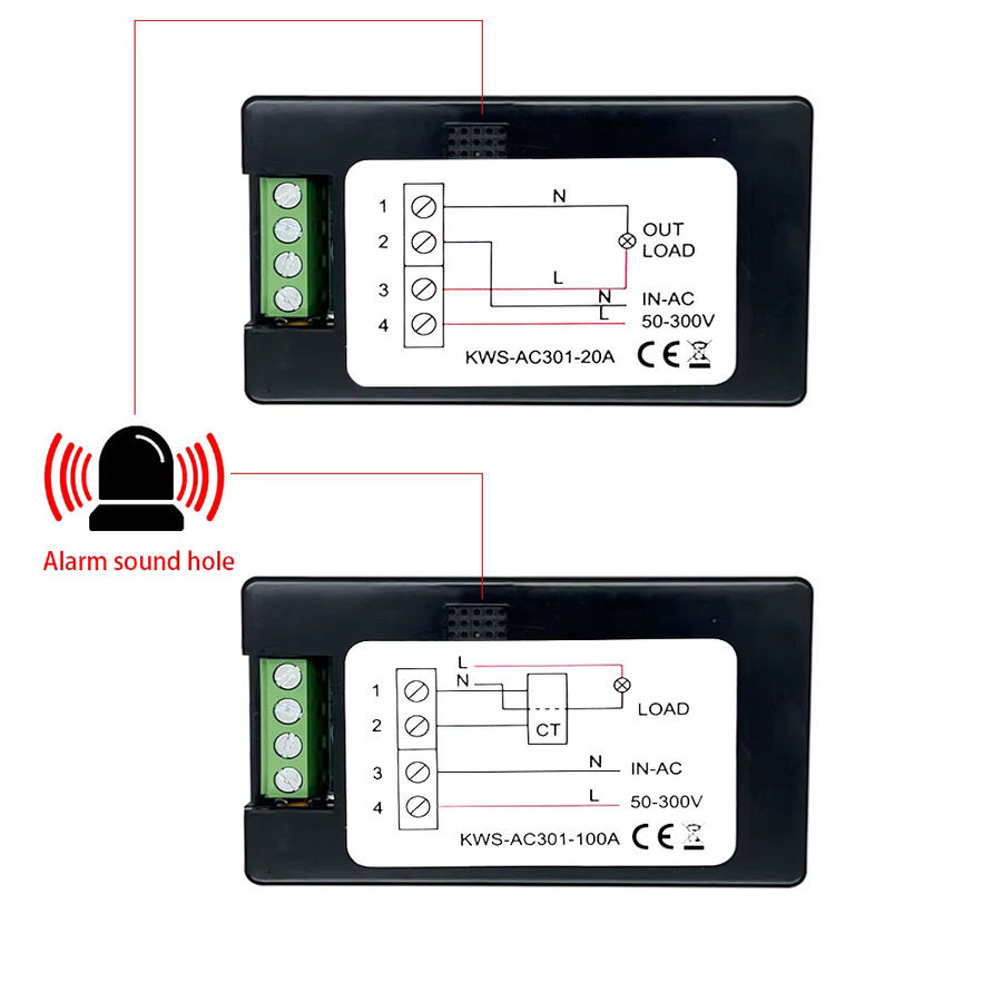 KWS-AC301 Wattmeter Leistungsmesser mit LED-Anzeige, AC Voltmeter und Leistungsanalysator für 50-300V, Schwarz - Bild 5