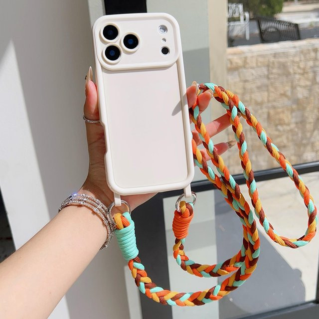 Handgewebte Crossbody Lanyard Schutzhülle für Apple iPhone 17 Pro Max, 16, 15, 14, 13 Pro in Multicolour - Bild 1