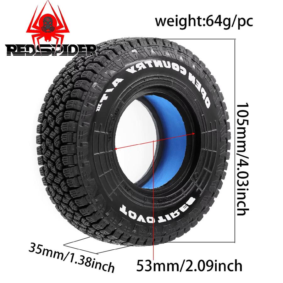 RS RC Crawler Gummireifen, 4-teiliges Set, 1:10, 105mm, 1,9 Zoll - Bild 2