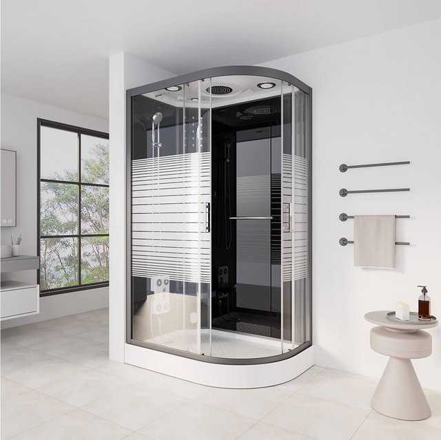 HOME DELUXE Dampfdusche BLACK PEARL mit Wasserfall und Dampfsauna, Schwarz, B/T: 120 x 80 cm, Rechtsausführung - Bild 1