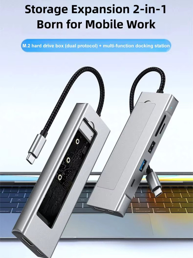 KEBIDUMEI 9 in 1 M.2 NVMe SSD Hub USB-Dockingstation mit USB 3.2 10Gbps, HDMI 4K60Hz, PD 100W und RJ45 Ethernet für PC, Laptop und Macbook - Bild 7