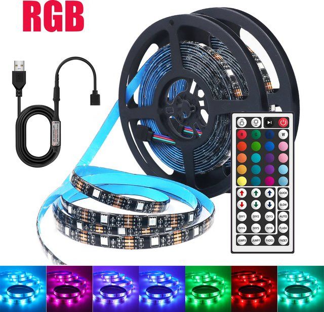 HEGEHE RGB LED Streifen-Set mit Musik-Synchronisierung und Bluetooth-Steuerung, USB-betrieben, dimmbar und flexibel für die TV-Hintergrundbeleuchtung im Innenbereich - Bild 1