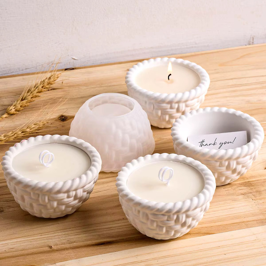 UDOCOOL Silikonform für gewebte Körbe und Kerzenhalter in Weiß zur DIY Herstellung von Blumentöpfen und Dekoobjekten aus Gips oder Harz - Bild 2