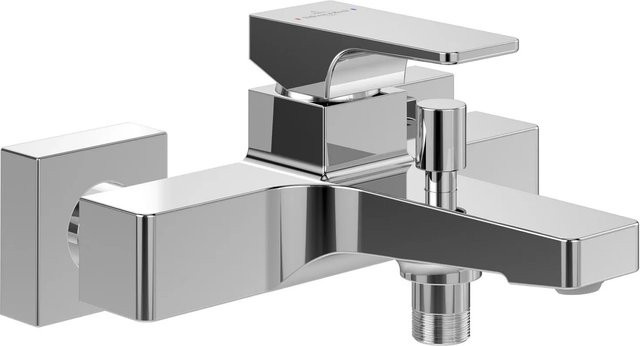 Villeroy & Boch Architectura Square Einhebel-Badewannenarmatur mit Umsteller, Wandmontage, Chrom - Bild 1