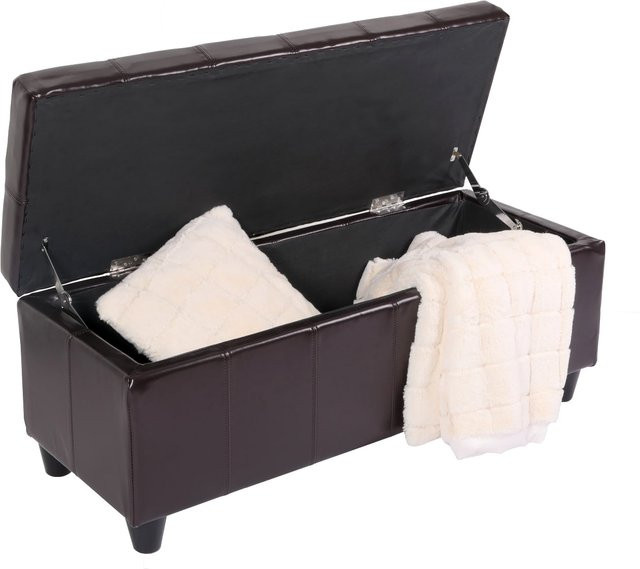 Sitzbank Arezzo mit Aufbewahrung von MCW aus Leder und Kunstleder, Braun, B/T/H: 112 x 45 x 45 cm - Bild 1