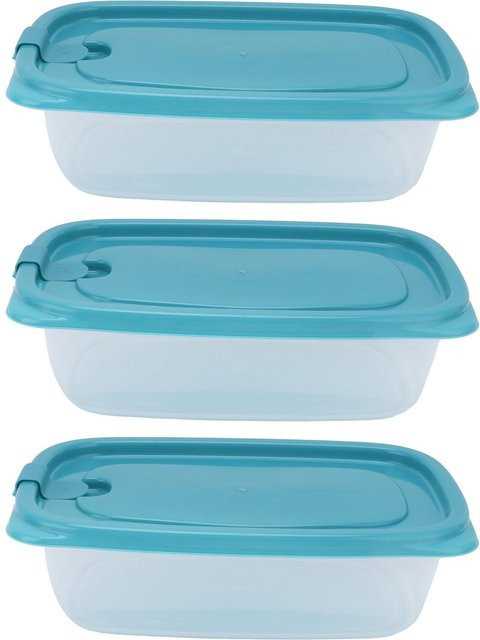 TOMTOP JMS Kühlschrank Aufbewahrungsboxen mit Deckel, 3er-Set, Weiß/Transparent, 830 ml pro Box, Mikrowellengeeignet - Bild 1