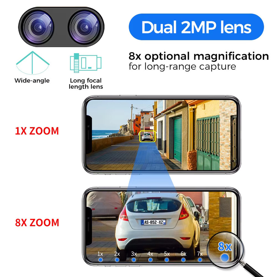 Hiseeu 4MP Dual-Objektiv PTZ WLAN IP-Kamera mit 8-fach Zoom, Menschenerkennung und Zwei-Wege-Sprachfunktion, Outdoor Videoüberwachungskamera, Weiß - Bild 3