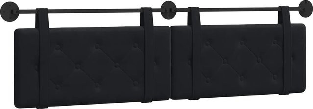 vidaXL Wandmontiertes Polsterpaneel aus Samt in Schwarz, B/H/T: 170 x 55 x 5 cm - Bild 1