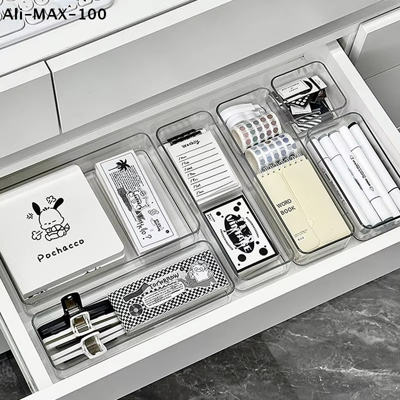 Hoeaden Stapelbarer Acryl-Schubladenorganizer mit verstellbaren Trennfächern für Kosmetik und Make-up, transparent - Bild 2