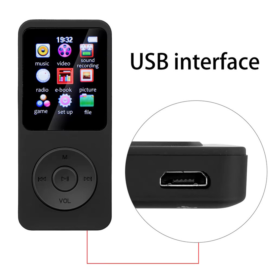 AideeMaster MP3-Player in Schwarz mit 32 GB Speicherkarte, Bluetooth 4.0, USB-C Schnellladeanschluss, FM-Radio und E-Book-Funktion - Bild 4