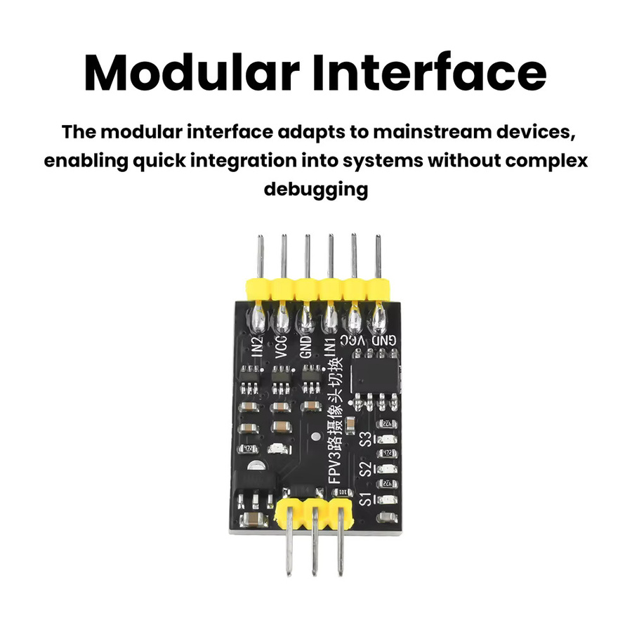 diymore DC5-12V 3-Kanal-Video-Schaltmodul RC FPV Kamera-Umschaltmodul mit PWM-Steuerung in Schwarz - Bild 2