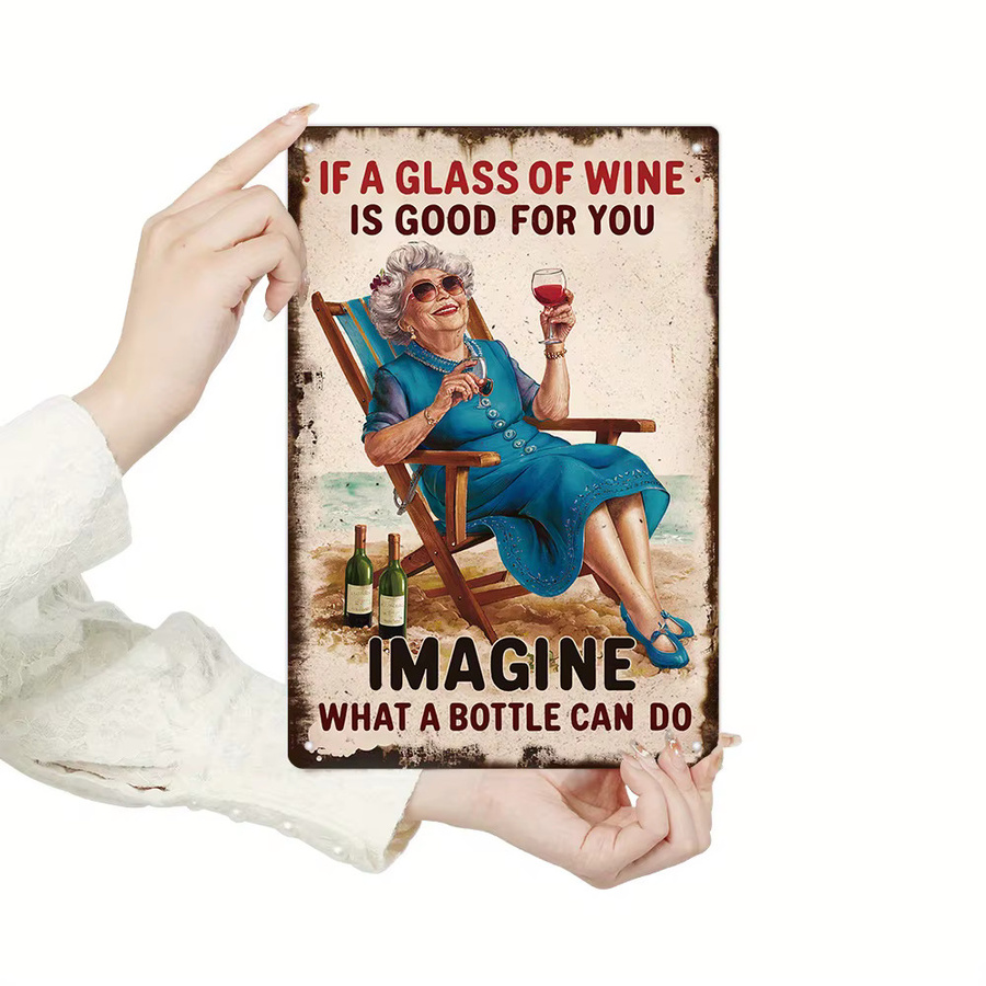 DDPNKL Vintage-Metallblechschild Wandkunst-Dekoration mit Wein-Spruch, Mehrfarbig, B/H: 30 x 20 cm - Bild 3