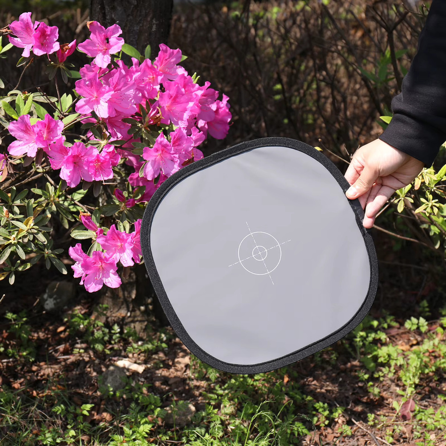Tragbarer Fotografie Reflektor mit Grau- und Weiß-Balance Karte für den Weißabgleich, Durchmesser: 30 cm - Bild 4